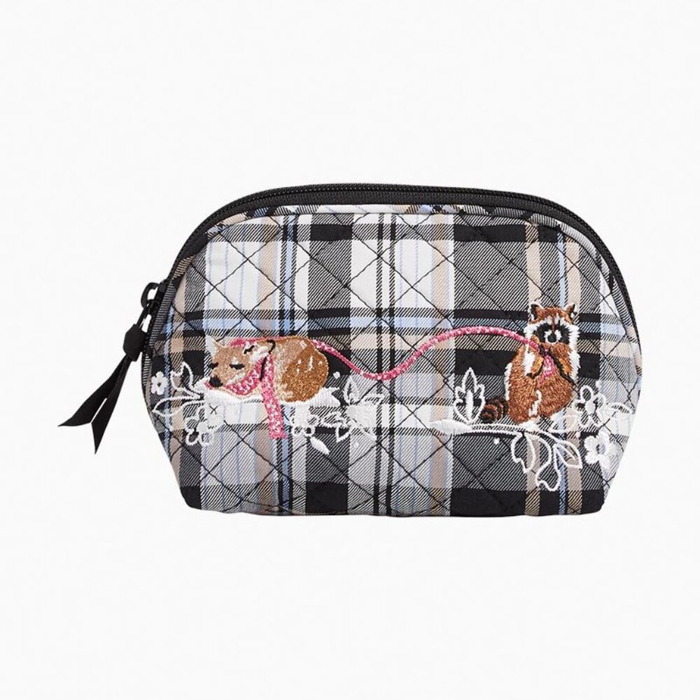 Vera Bradley Clamshell Cosmetic Cozy Plaid Neutral